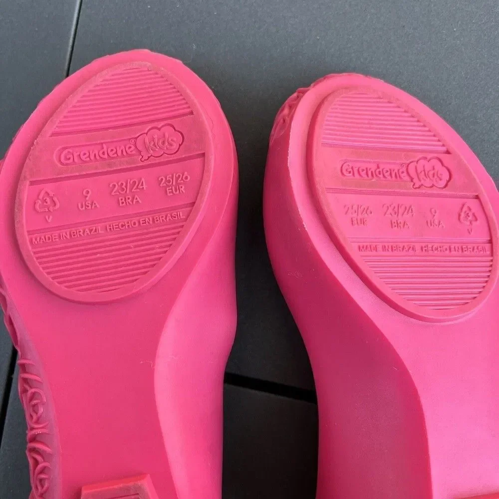 Grendene Kids Barbie Floral Pink Slip On Jelly Flats Shoes Toddler Girls Size 9
